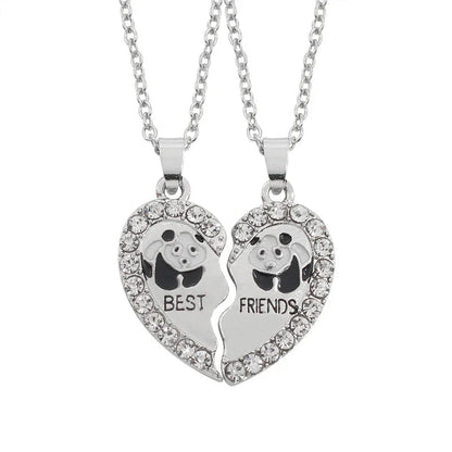 BFF Heart Split Friendship Necklace Set – Matching Broken Heart Pendant Jewelry Gift for Best Friends, Men & Women