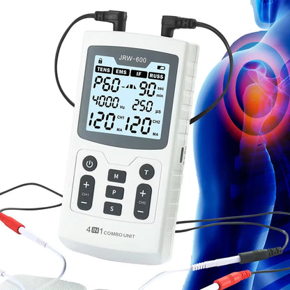 4-in-1 Electric Muscle Stimulator - EMS, IFT, RUSS, TENS High-Frequency Physiotherapy Pulse Device