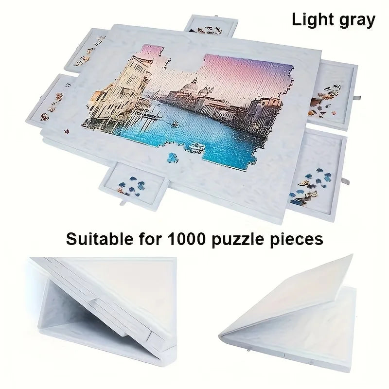 6-in-1 Tiltable Puzzle Board Desk – 6-Drawer Storage for 1000-Piece Puzzles, Home Decor & Educational Organizer