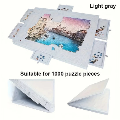 6-in-1 Tiltable Puzzle Board Desk – 6-Drawer Storage for 1000-Piece Puzzles, Home Decor & Educational Organizer
