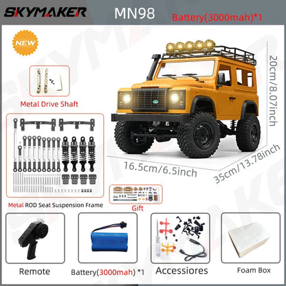 MN99s MN98 1:12 RC Rock Crawler – 2.4G 4WD Defender RTR Remote Control Car, 1/12 RC Truck Toys