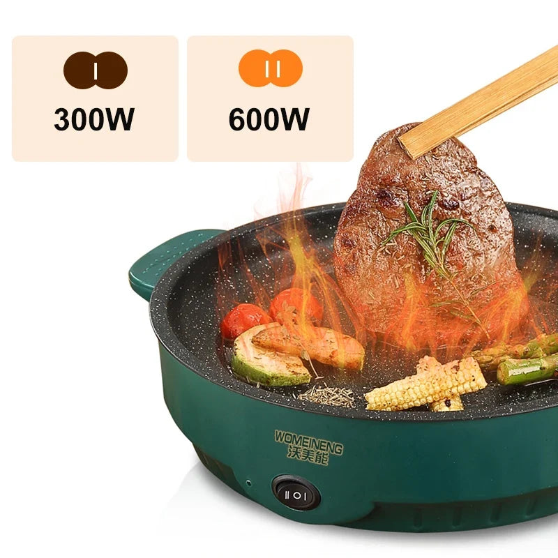 220V Electric Multi Cooker Frying Pan - Non-Stick BBQ Grill, Steak, Fish & Omelette Cooking Machine for Home Kitchen