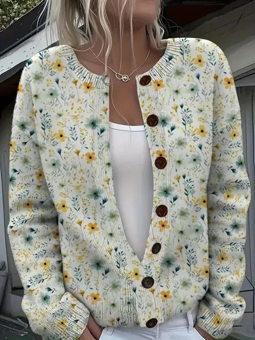 Women’s 3D Print Knitted Cardigan - Autumn Winter Vintage Thin Sweater Casual Fashion Knit Top
