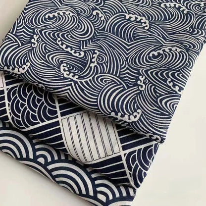 150x50cm Cotton Linen Blue Retro Fabric – Handmade DIY Material for Tablecloths, Curtains, Bento Bags & Storage Bags