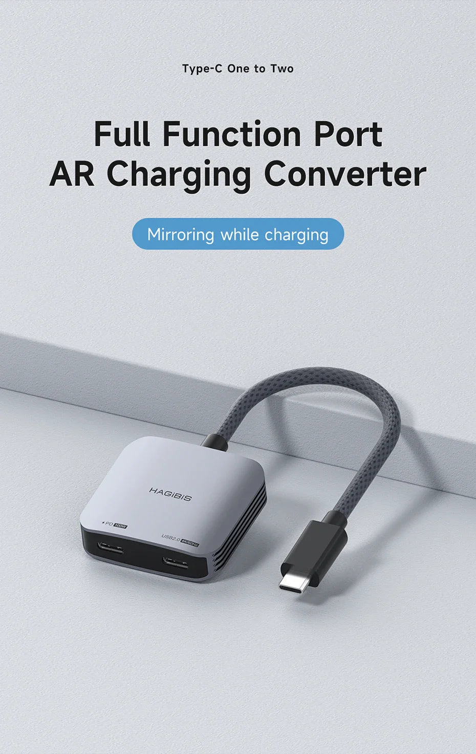 Hagibis AR Glasses Adapter USB-C Hub — Charging & Play Converter for Switch, Rokid, Xreal, RayNeo Air
