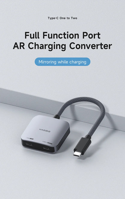Hagibis AR Glasses Adapter USB-C Hub — Charging & Play Converter for Switch, Rokid, Xreal, RayNeo Air
