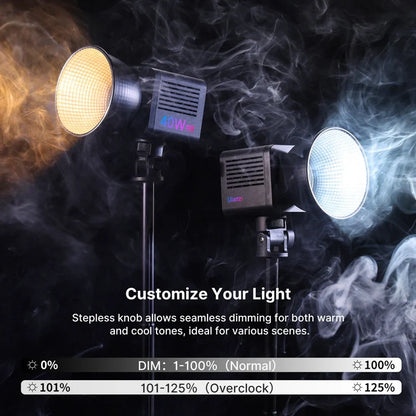 Ulanzi L024 40W RGB Video Light – 2500-6500K Bi-Color, 0-359° RGB COB Light with Mini Bowens Mount & 3400mAh Fill Light