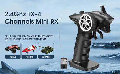 TX4 2.4GHz 4CH Radio Transmitter Controller with Receiver for RC Car and Boat Remote Control System