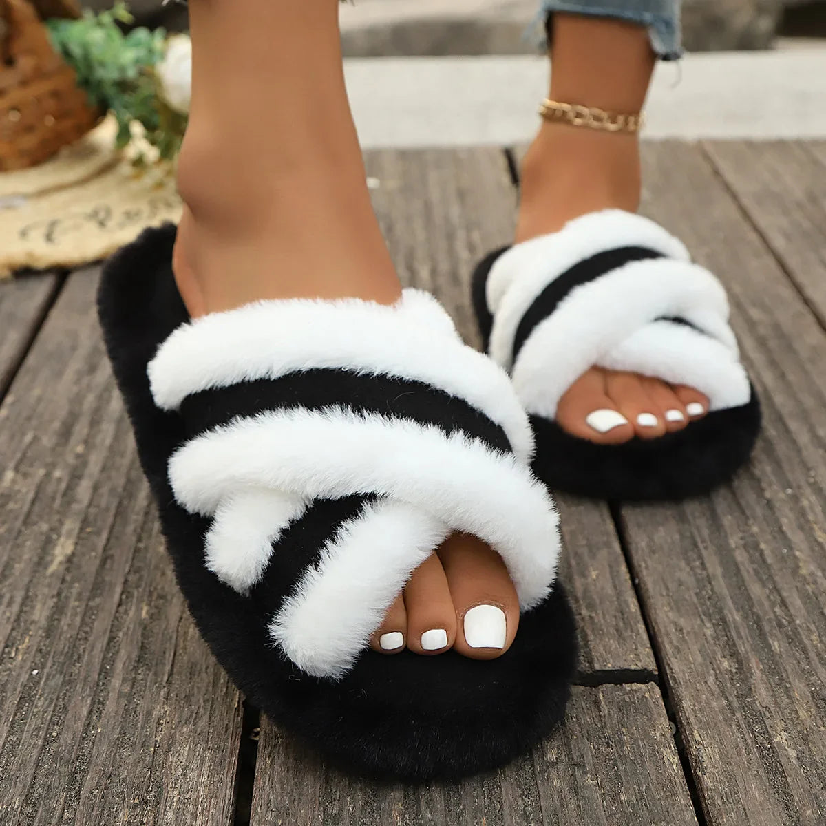 Women’s Cross Band Slippers — Lightweight EVA Open Toe Slides for Indoor & Outdoor Spring Autumn Wear