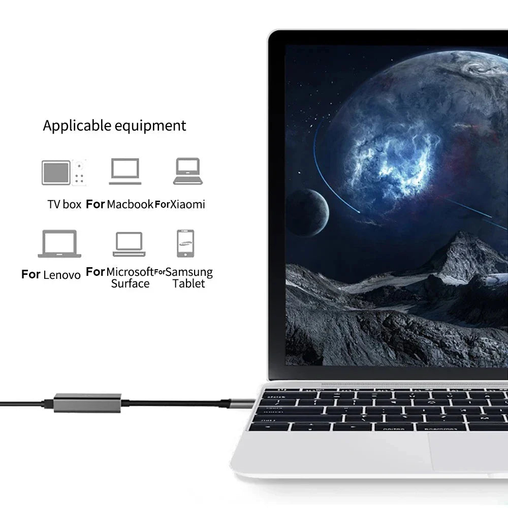 USB Type-C Ethernet Adapter — 1000Mbps USB 3.0 RJ45 Network Card for MacBook, PC & Android