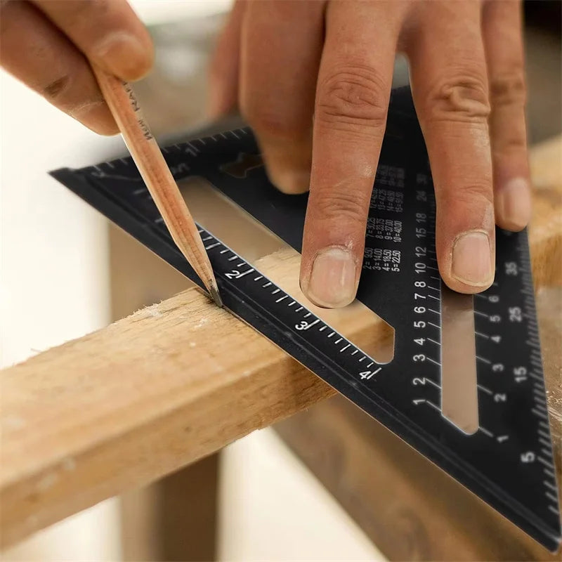 Metric Triangle Ruler for Woodworking | 7" & 12" Alloy Metal Carpenter Measuring Layout Tool