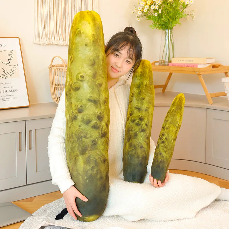 Giant Green Pickled Cucumber Plush Toy – Soft Stuffed Doll, Funny Long Pillow for Sleep, Home Decor & Birthday Gift