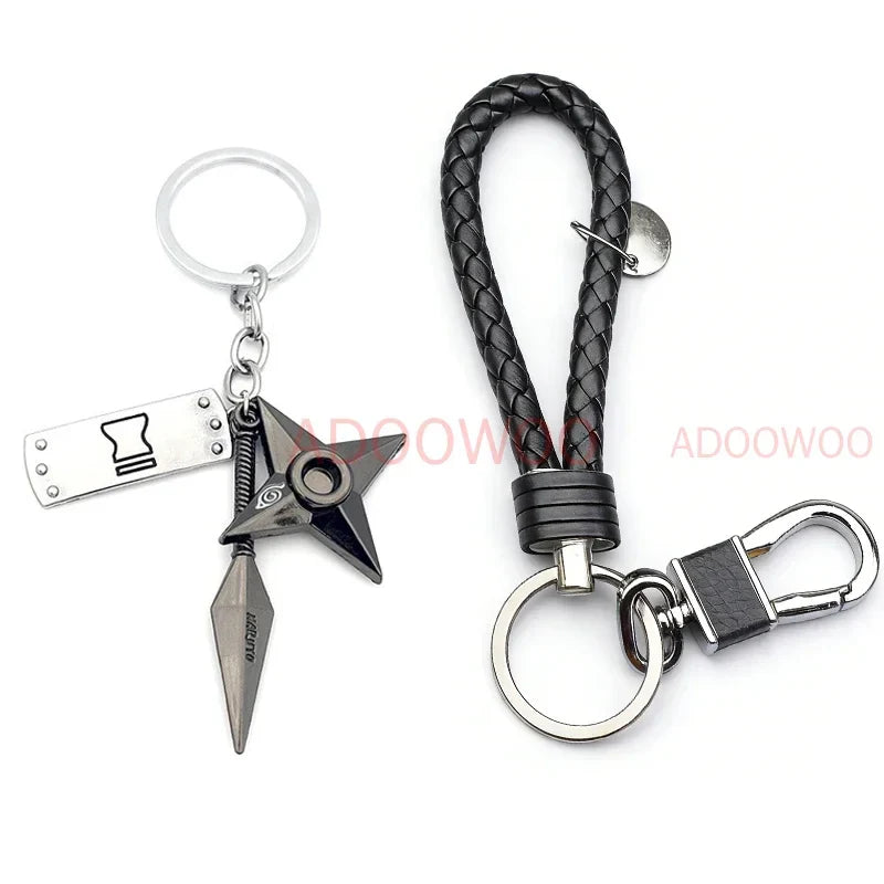 Bandai Naruto Red Cloud Alloy Keychain Set – 20 Styles Anime Woven Leather Rope Charm Car Pendant Punk Jewelry Gift Accessories