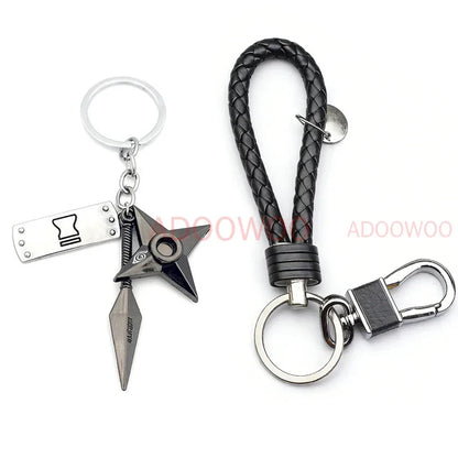 Bandai Naruto Red Cloud Alloy Keychain Set – 20 Styles Anime Woven Leather Rope Charm Car Pendant Punk Jewelry Gift Accessories