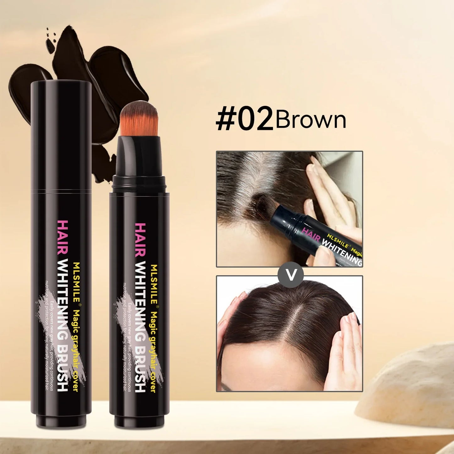 4-Color Hair Dye Touch-Up Pen — Convenient Cream Stick for Covering White Hair, Disposable Local Hair Coloring