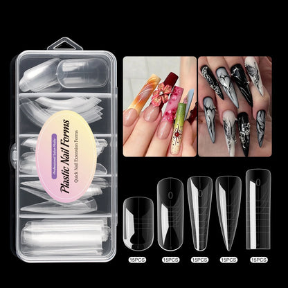 Square Nail Extension Forms - MOWOT Dual Nail Tips Quick Building Gel Molds for Acrylic Full Cover Nails