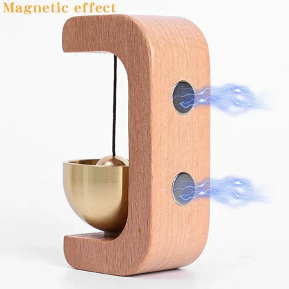 Wireless Doorbell with Solid Wooden Design - Magnetic Brass Wind Chimes, Jingle Bell Pendant for Entrance & Home Decor