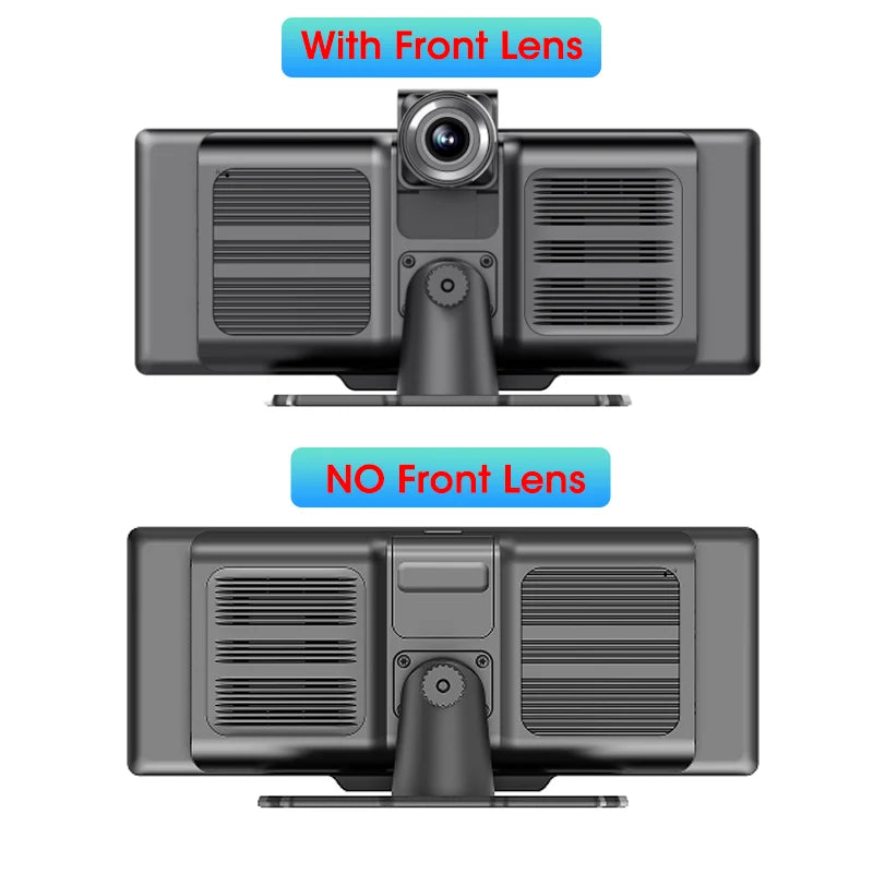 10.26'' 4K Dash Cam Car Mirror Video Player - Wireless CarPlay, Android Auto, GPS, and Rearview Camera Monitor