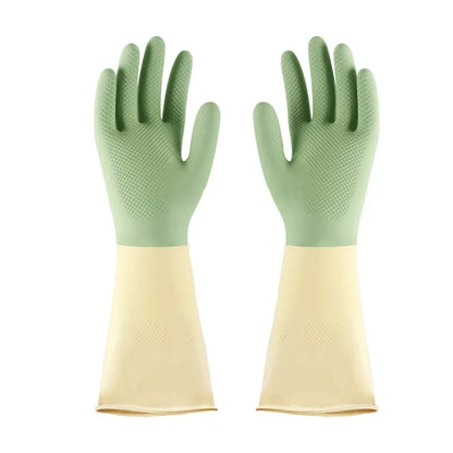 Thick Waterproof Latex Kitchen Gloves – Mint Green Rubber Cleaning Gloves for Dishwashing & Household Use