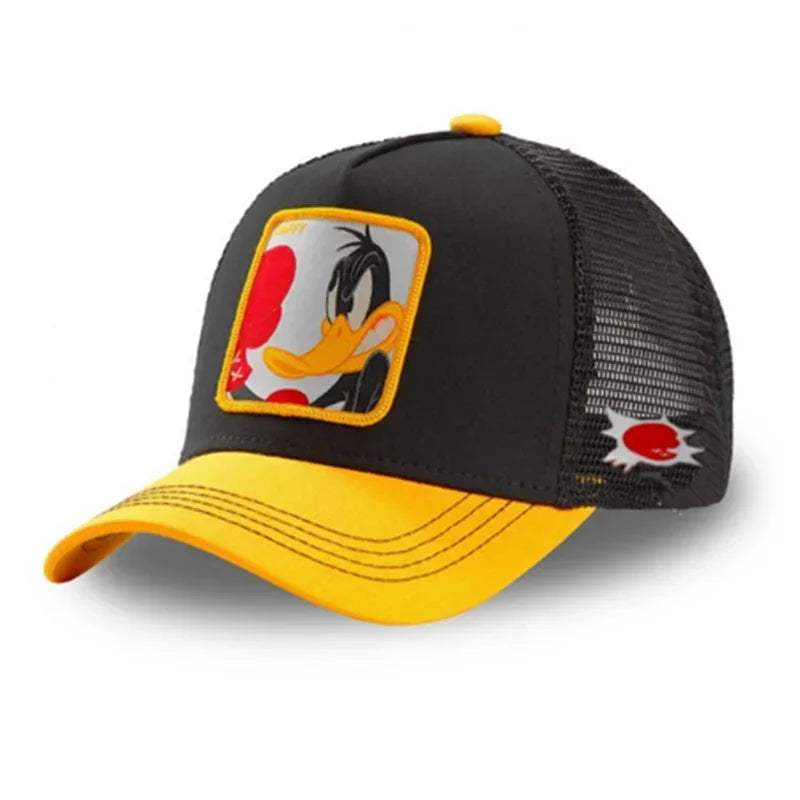Anime Cartoon Snapback Cap - Cotton Mesh Trucker Hat for Men & Women Hip Hop Dad Style