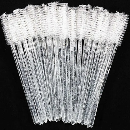 50-Pack Disposable Crystal Eyelash Brush Combs – Professional Eyelash Extension Mascara Wands for Makeup and Beauty Tools