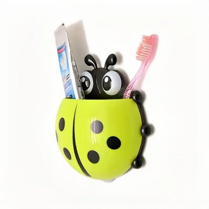 Ladybug Cartoon Animal Toothbrush Holder: 1pcs Insect Design Wall Suction Bathroom Organizer for Toothbrush and Toothpaste