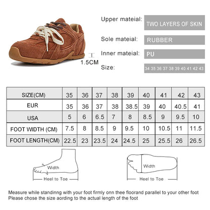 AIYUQI Women's Genuine Leather Sneakers – Retro German Trainers, Winter Velvet Fur, Flat Casual Shoes