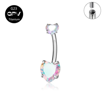 G23 Titanium Double-Head Navel Ring - Fashionable Love Design Belly Button Jewelry