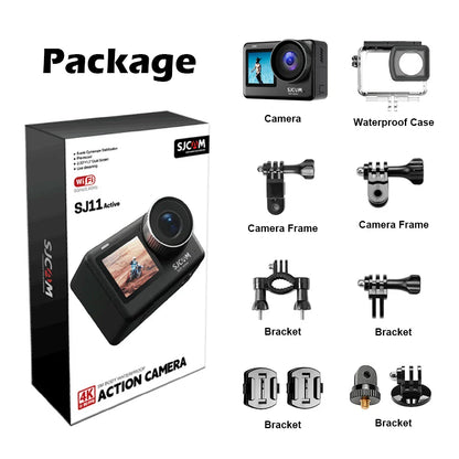 SJCAM SJ11 Active 4K Action Camera – 2.33" Touch Screen, Waterproof, 5G WiFi, Active HDR Sport Camera
