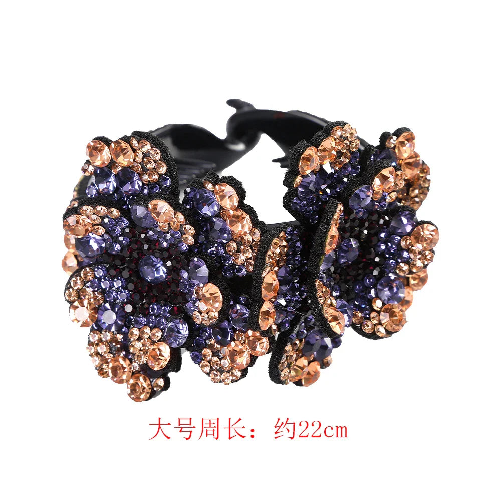 AWAYTR Colorful Crystal Flower Hair Claw – Large Flower Crab Clamp Barrettes, Shark Clip Hair Accessories for Women