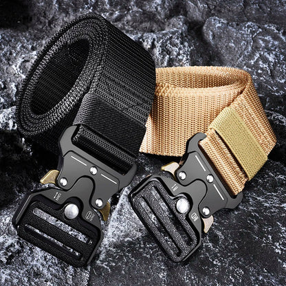 Army Outdoor Hunting Tactical Belt: Multi-Function Combat Survival Marine Corps Canvas Nylon for Men - High-Quality Luxury Male Gear