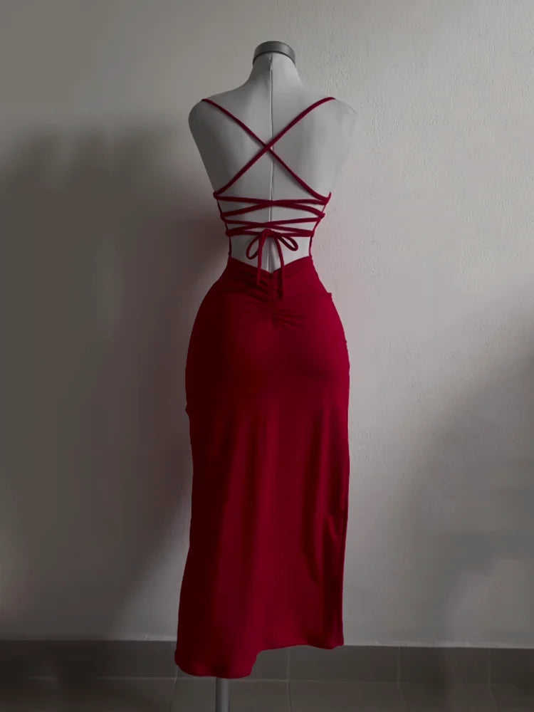 2024 New Summer Dress - High Sensibility Halter Strap Spice Girl Bag Hip Dress