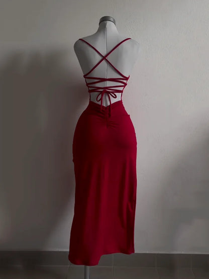 2024 New Summer Dress - High Sensibility Halter Strap Spice Girl Bag Hip Dress