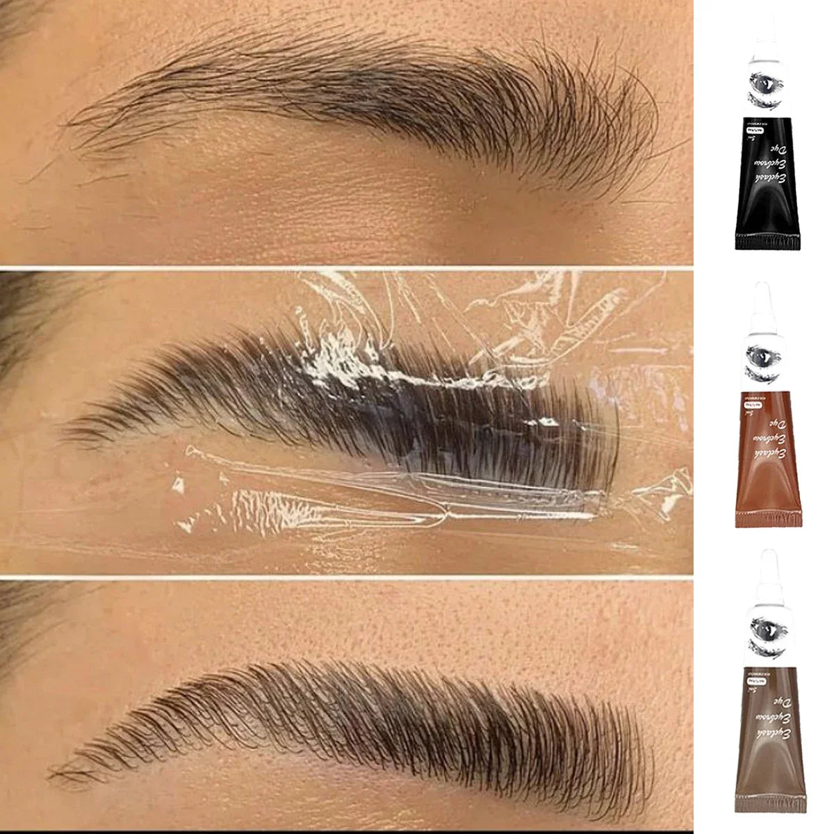 15-Minute Fast Henna Eyelash & Eyebrow Dye Tint Kit – Professional Easy Dye Gel in Brown & Black for Perfect Eyebrows