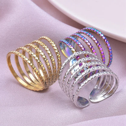 Stainless Steel Chunky Open Ring — Textured Vintage Lava Design for Men & Women