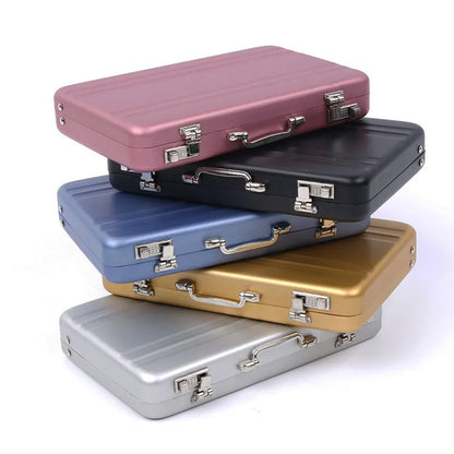 Aluminum Mini Suitcase - Compact Business ID and Credit Card Holder, Bank Card Box, Jewelry Case Organizer - Rectangle Storage Solution