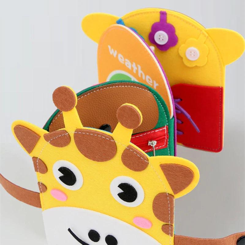 Montessori Busy Book for Kids – Color, Shape & Animal Cognition, Early Education Giraffe Quiet Book, Fine Motor Skills Toy