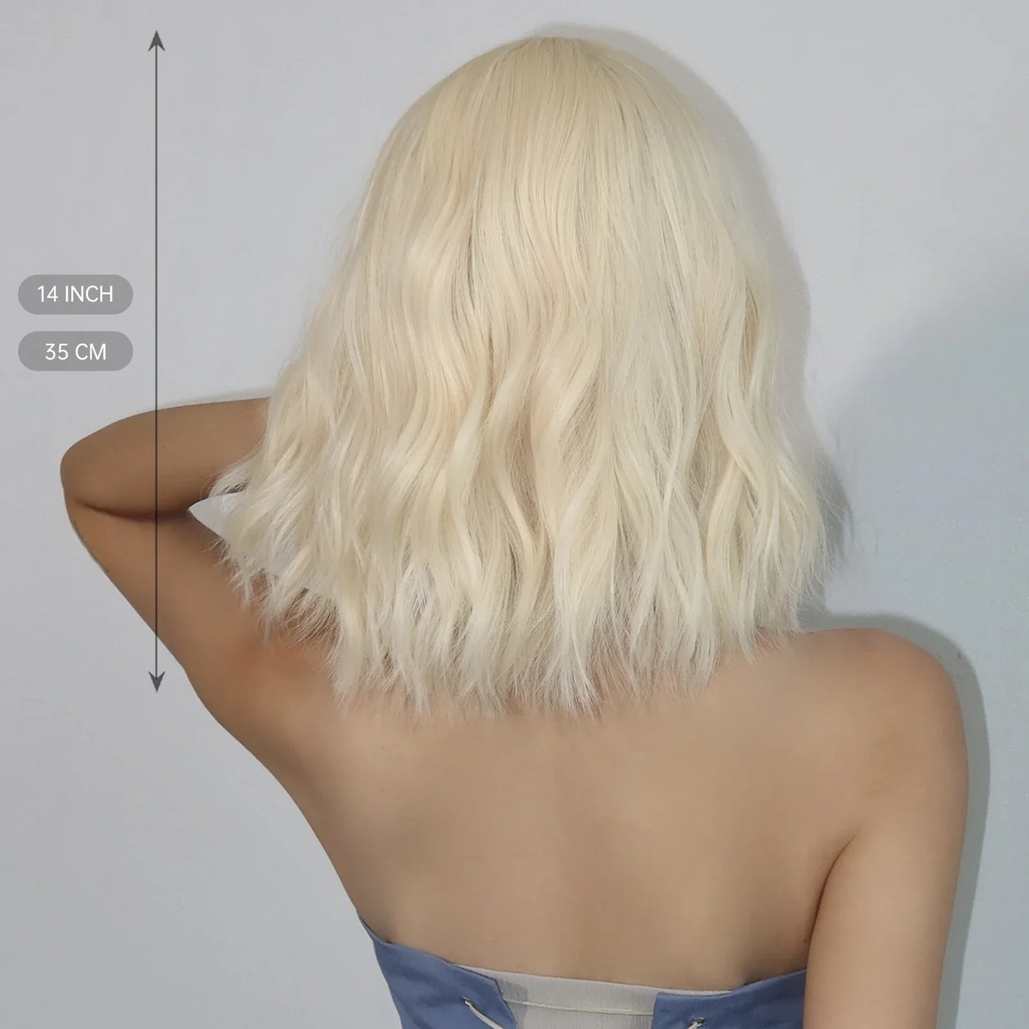 Blonde Short Curly Bob Synthetic Wig with Bangs – Platinum Golden Lolita Cosplay Wig for Women, Heat-Resistant for Daily & Party Use
