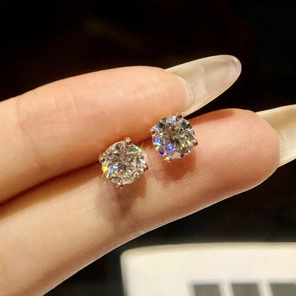 Real Moissanite Diamond Stud Earrings 0.1–3CT – S925 Silver, Platinum Plated Wedding & Bridal Jewelry, GRA Certified