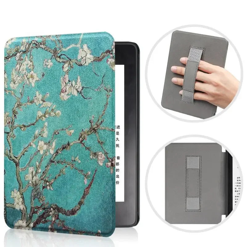 SA568B Leather Case for Kindle Paperwhite 12th Gen 2024 Signature Edition – 7-Inch Cover with Hand Strap & Auto Sleep