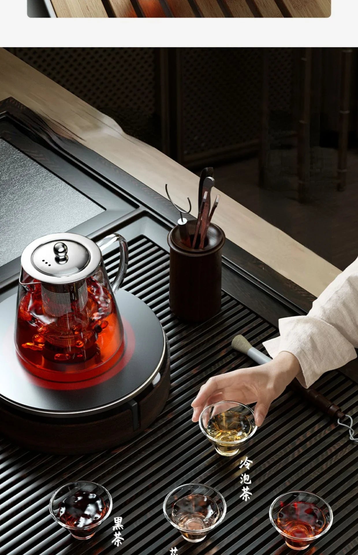 Heat-Resistant Glass Teapot with Stainless Steel Tea Strainer Infuser – Flower Kettle Kung Fu Teaware Set for Puer & Oolong Tea