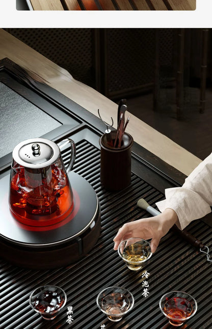Heat-Resistant Glass Teapot with Stainless Steel Tea Strainer Infuser – Flower Kettle Kung Fu Teaware Set for Puer & Oolong Tea