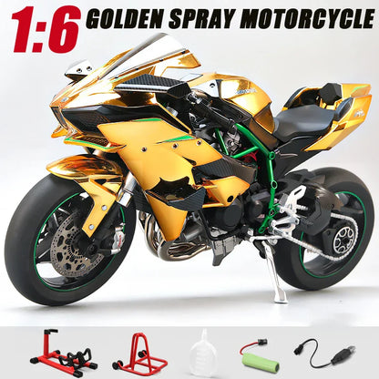 1:6 Kawasaki Ninja 500 H2R Motorcycle Model — Racing Simulation with Sound & Light, Fast & Furious Collectible Toy Gift
