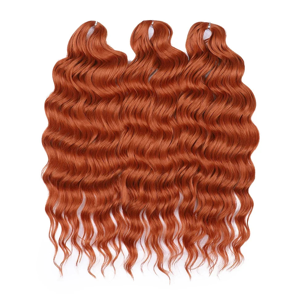 FASHION IDOL 24" Deep Wave Crochet Hair - 3-Piece Synthetic Water Wave Braiding Extensions, Ombre Rainbow Twist Hair