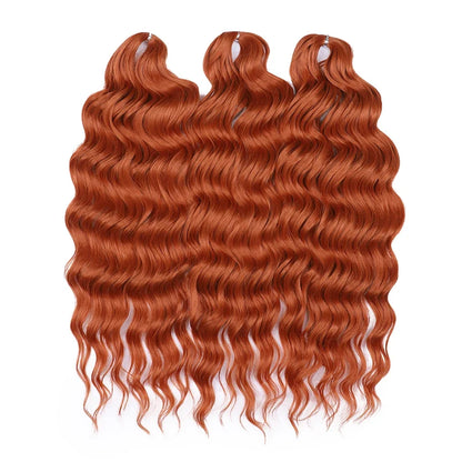 FASHION IDOL 24" Deep Wave Crochet Hair - 3-Piece Synthetic Water Wave Braiding Extensions, Ombre Rainbow Twist Hair
