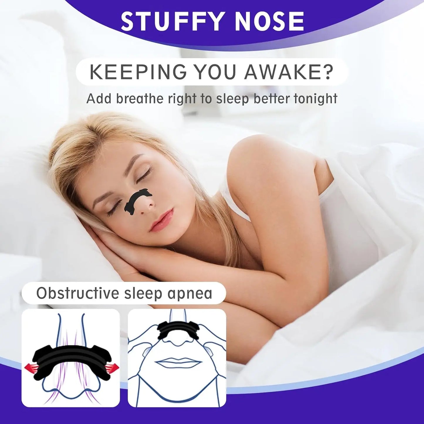 10-200PCS Black Nose Strips — Anti-Snoring Nose Patch for Better Sleep and Easier Breathing