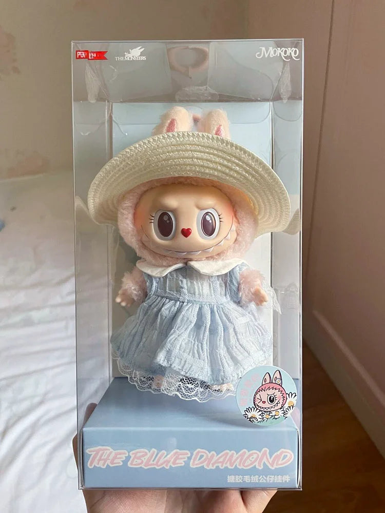 Mokoko Sweetheart Pink Labubu Doll Pendant — Cute 1:1 Replica Ornament, Christmas Gift for Kids