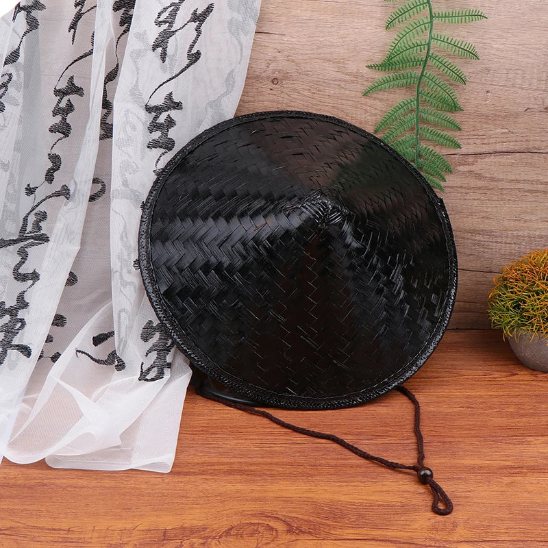Samurai Straw Ninja Hat — Asian Bamboo Conical Cosplay Cap, Japanese Rice Farmer Party Decorative Hat