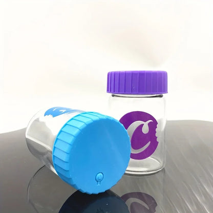 Glass Jar with LED Light — Light-Up Airtight Smoking Storage Bottle with Magnifying Viewing Multi-Use Container