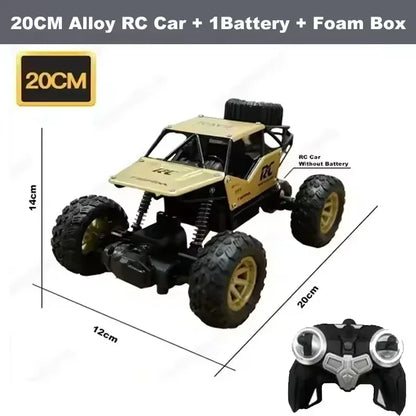 1:12/16 RC Off-Road Truck – 4WD Remote Control Car with Metal Shell & LED Lights for Kids
